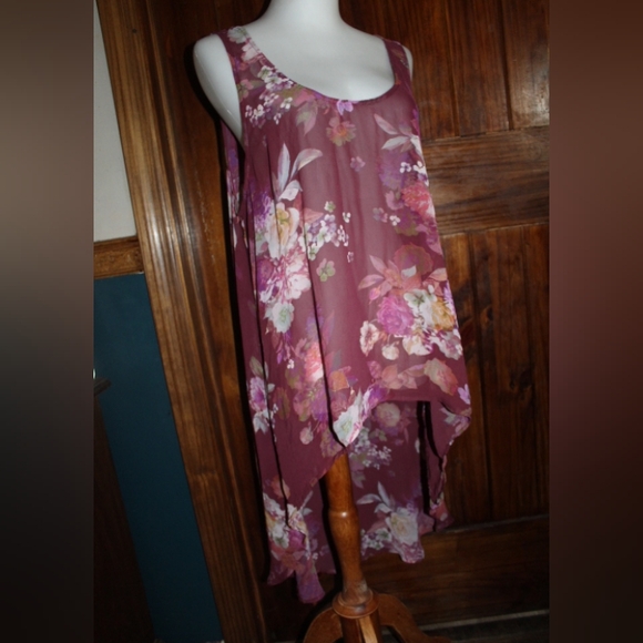 Decree Sheer Floral High Low Blouse - Picture 4 of 4